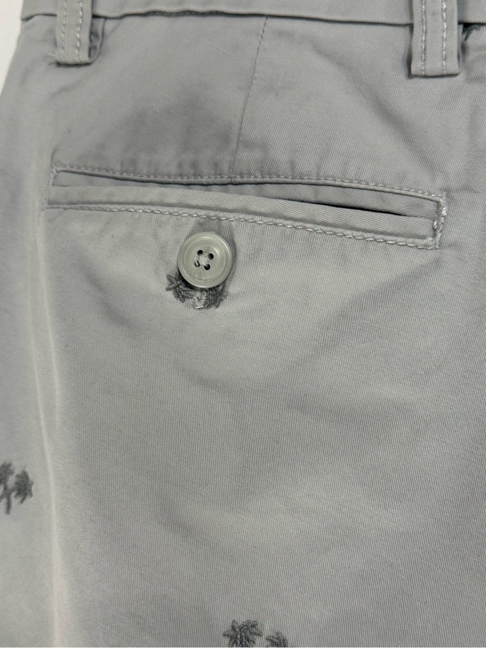 Old Navy Ultimate Slim Chino Shorts Palm Trees Gray Cotton 10” Inseam W33 - Picture 5 of 8